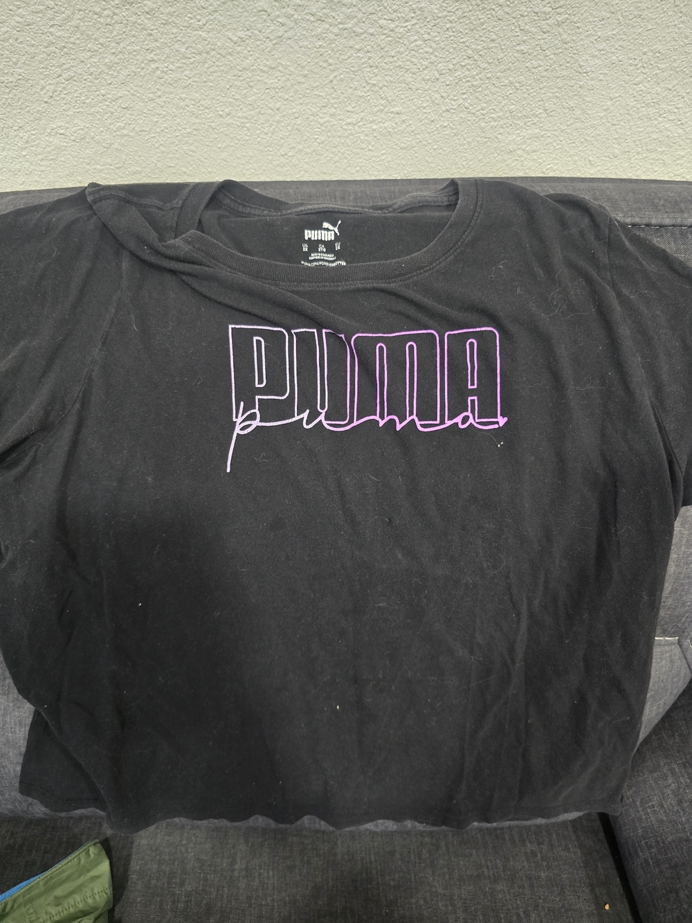 Puma Black Short Sleeve Tee with Purple Outline Logo